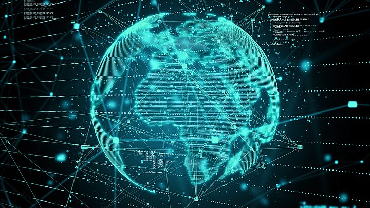 Cyfrowy globus połączony punktami danych